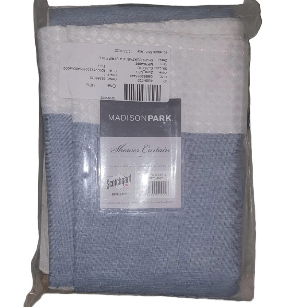 Madison Park Spa Waffle Shower Curtain With 3M Treatment Blue